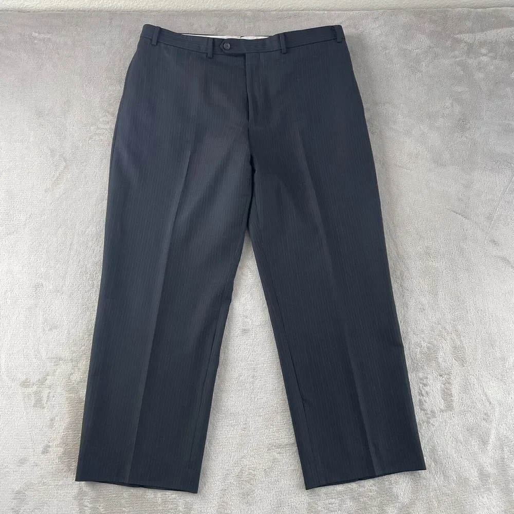 Polo Ralph Lauren Suit Men‎ 46R Black Pinstripe Wool Pants 38x28 Straight Leg